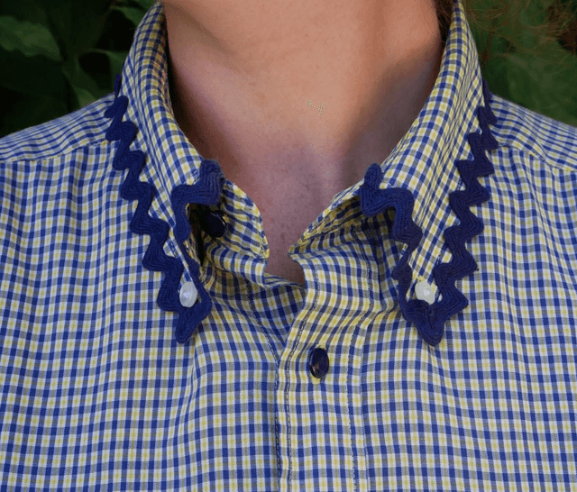 La chemise MADO et son chouchou assorti - Carreaux bleu et jaune