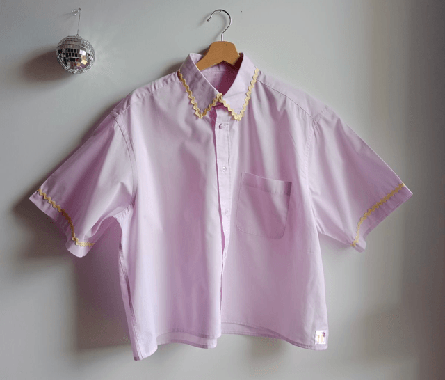 La chemise MADO et son chouchou assorti - Mauve et jaune