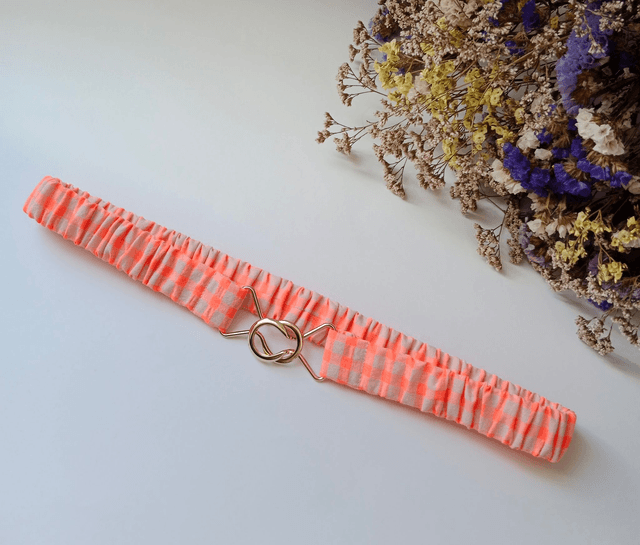 La ceinture élastique - VICHY ORANGE FLUO