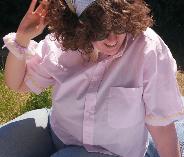 La chemise MADO et son chouchou assorti - Mauve et jaune