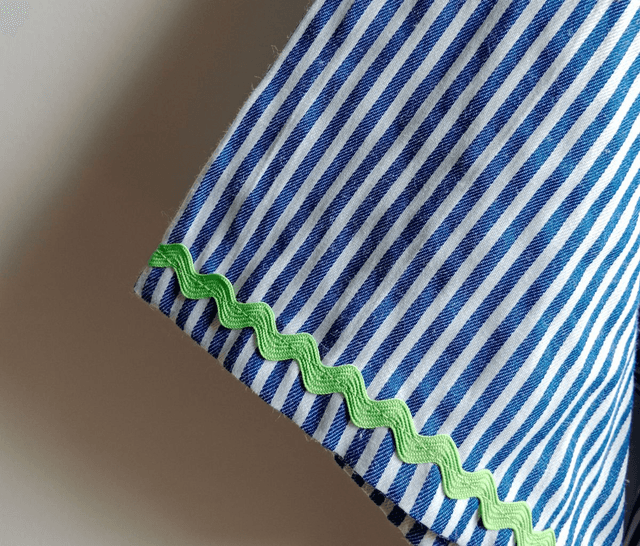 La chemise MADO et son chouchou assorti - Rayé bleu et vert clair