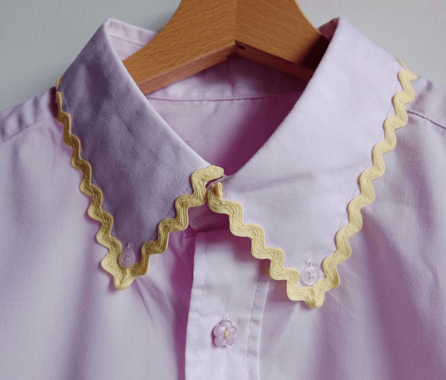 La chemise MADO et son chouchou assorti - Mauve et jaune