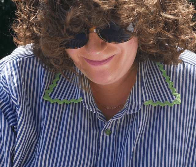 La chemise MADO et son chouchou assorti - Rayé bleu et vert clair