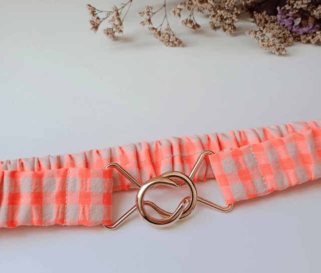 La ceinture élastique - VICHY ORANGE FLUO